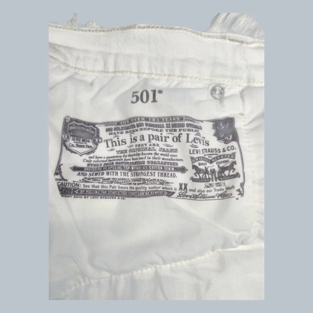 Levi's 501 Original High Rise Cutoff Denim Shorts Off White Plus Size 22W